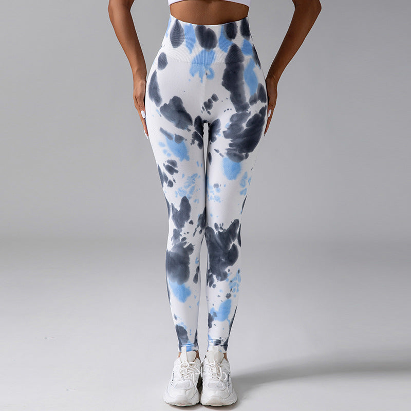 Dames tie-dye leggings - ademende high-waisted sportbroeken