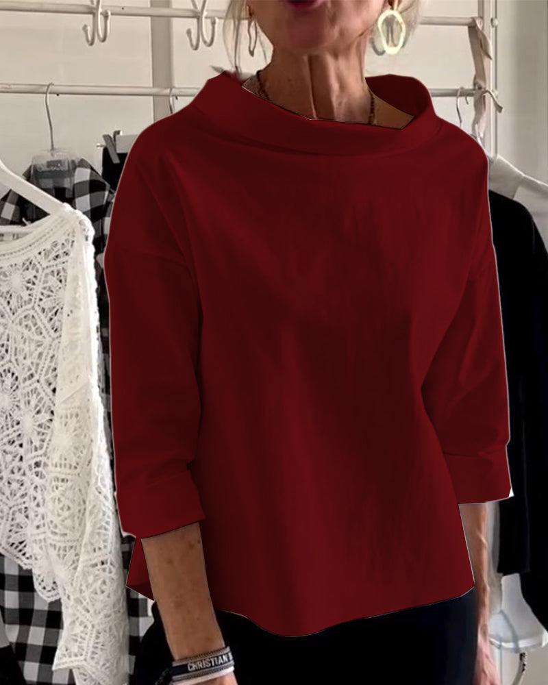 Dames casual blouse met driekwartmouwen – elegante everyday look in ademend materiaal voor op kantoor of in het weekend