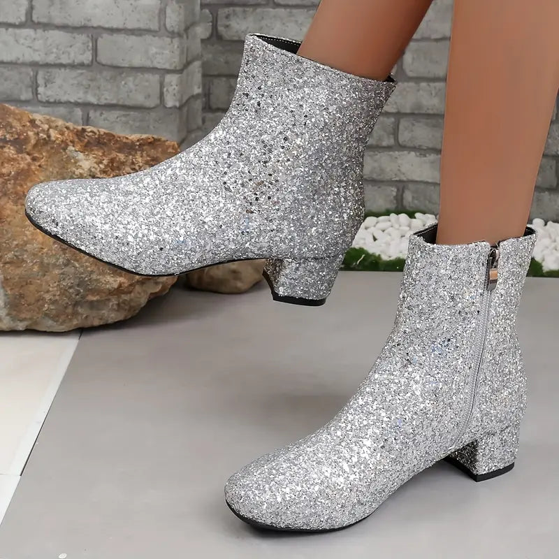Glitter feestje laarzen - trendy dames enkellaarsjes