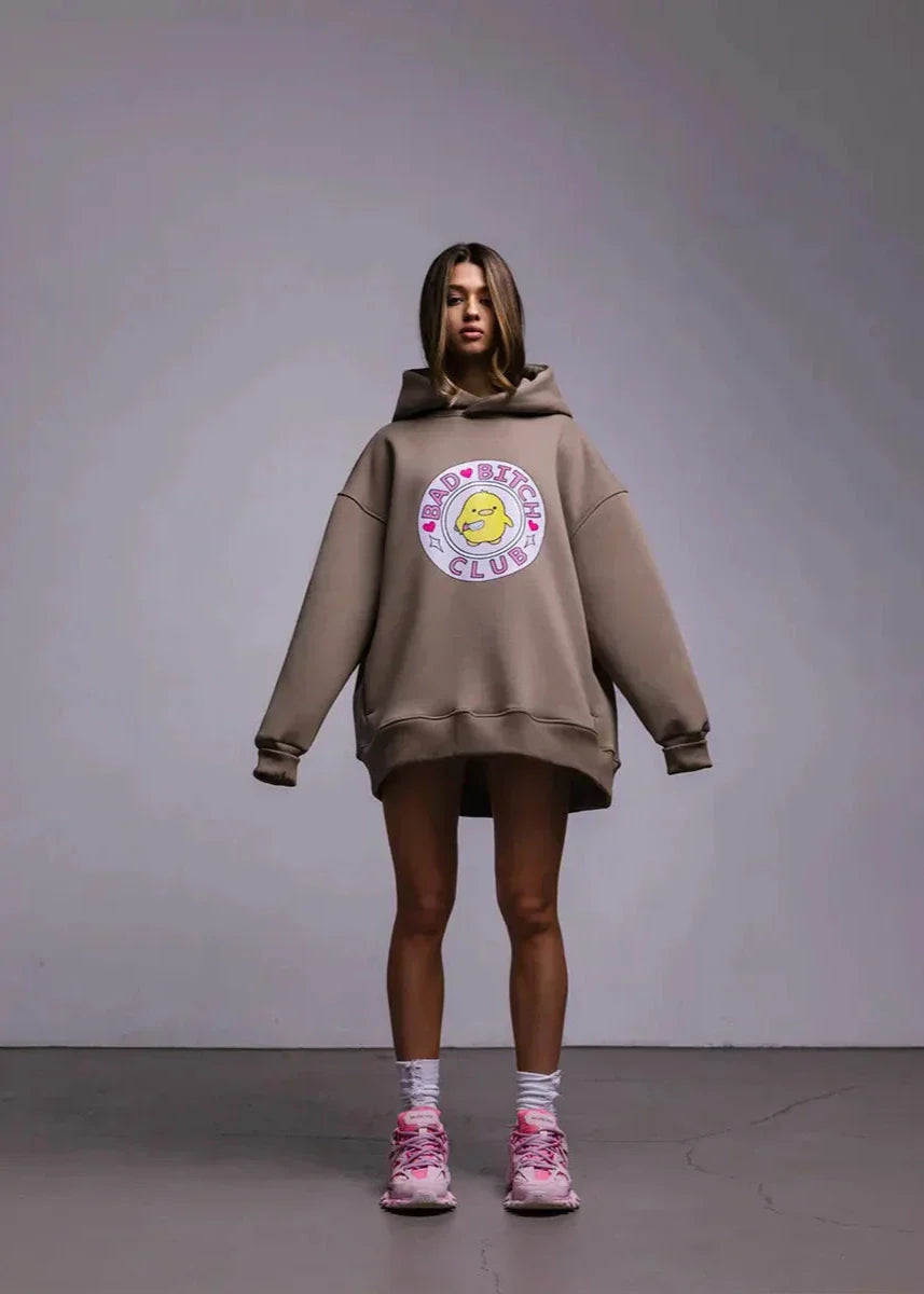 Oversized hoodie met eendenprint - casual dames sweater - Bakkermode.nl