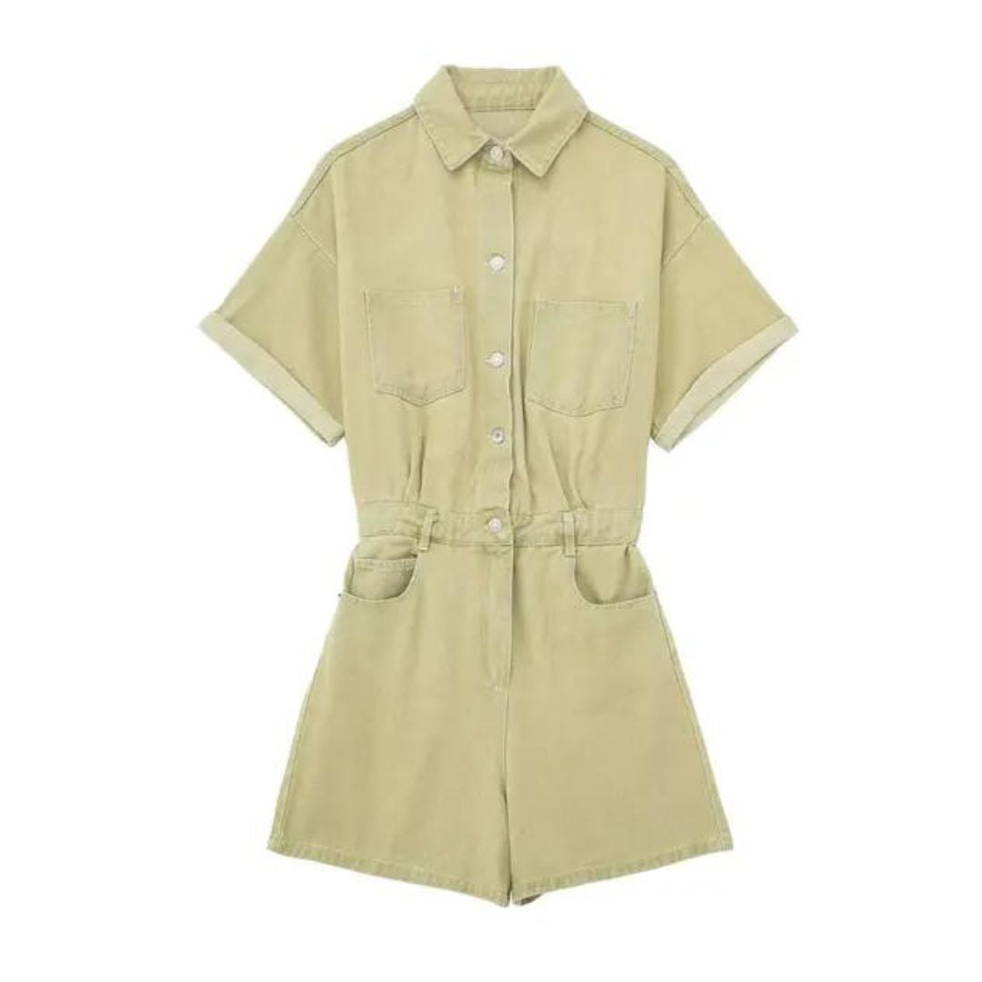 Dames denim playsuit - stijlvolle korte jumpsuit voor zomeruitjes