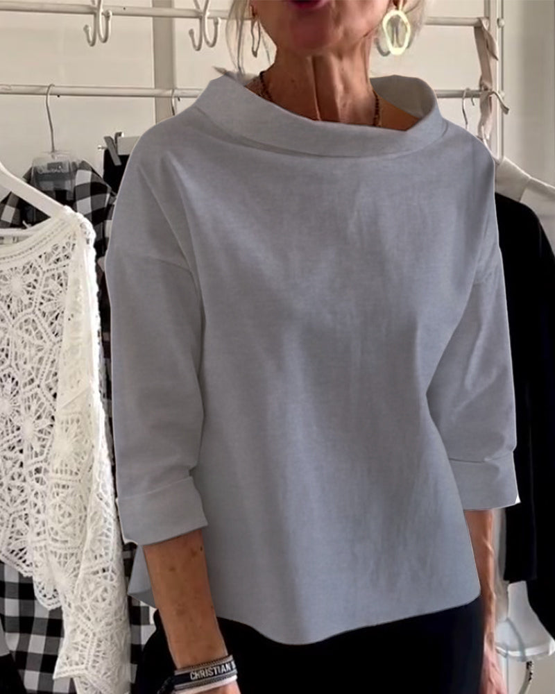 Dames casual blouse met driekwartmouwen – elegante everyday look in ademend materiaal voor op kantoor of in het weekend
