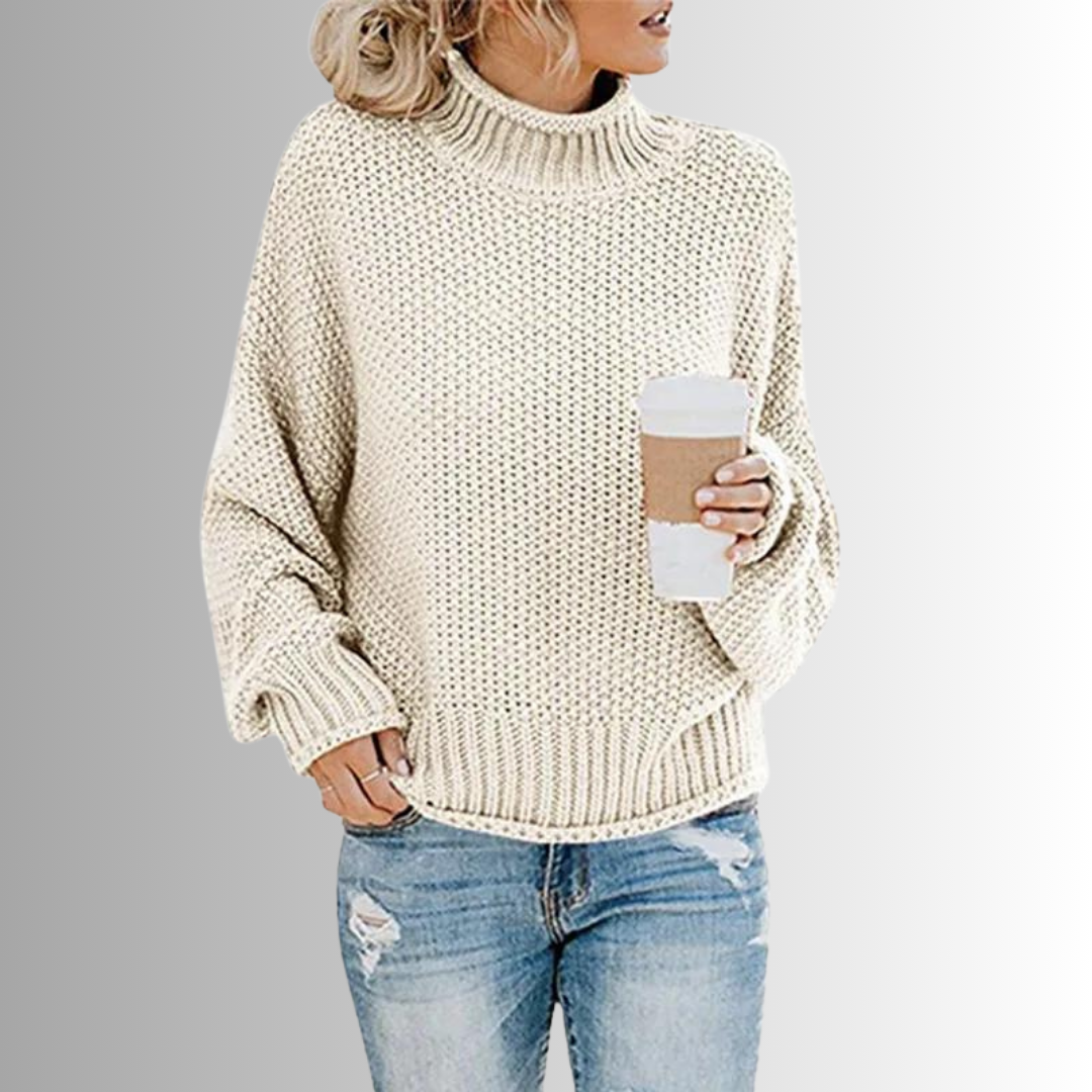 Gebreid trui - elegante hoge hals pullover voor dames