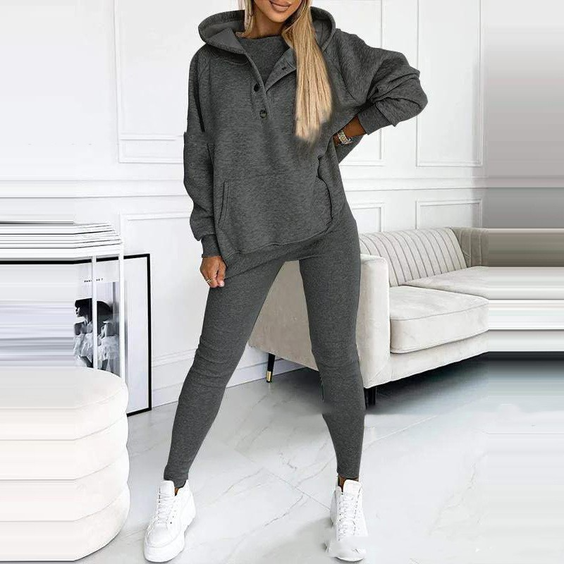 Dames loungewear set - gezellige hoodie en leggings van zachte stof voor relaxed thuisgebruik