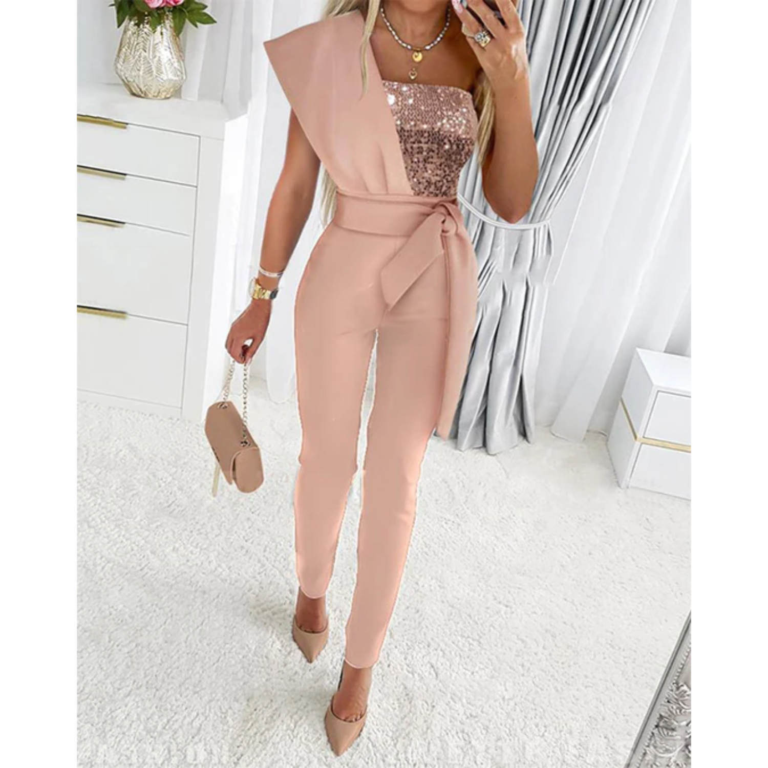 Jumpsuit met pailletten - elegante dames avondkleding