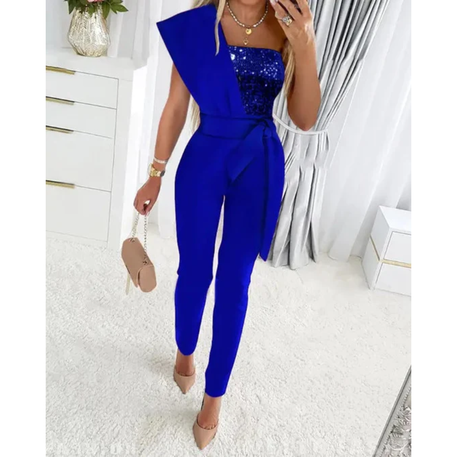 Jumpsuit met pailletten - elegante dames avondkleding