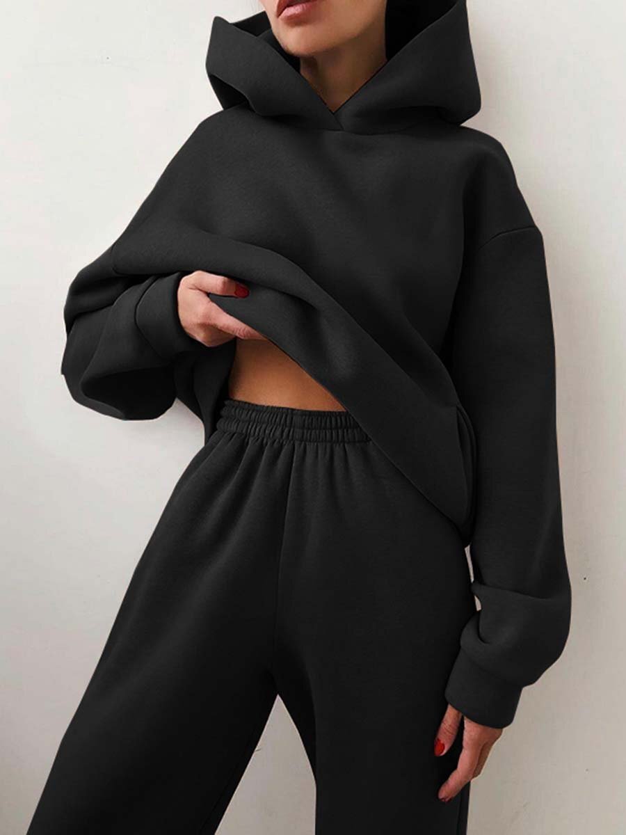 2-delige jogging set - oversized tracksuit met hoodie en sweatpants - Bakkermode.nl