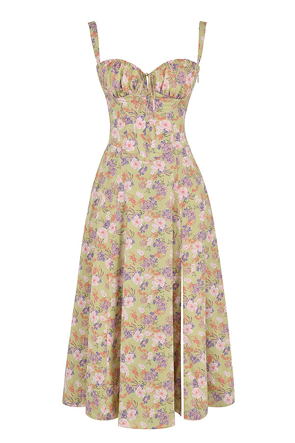 Dames bloemen midi jurk - tailored silhouet voor zomer tuinfeesten