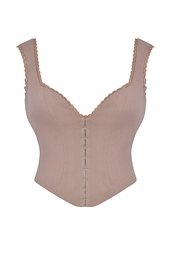 2-delige korsetset met kantafwerking en maxirok - elegante damesoutfit