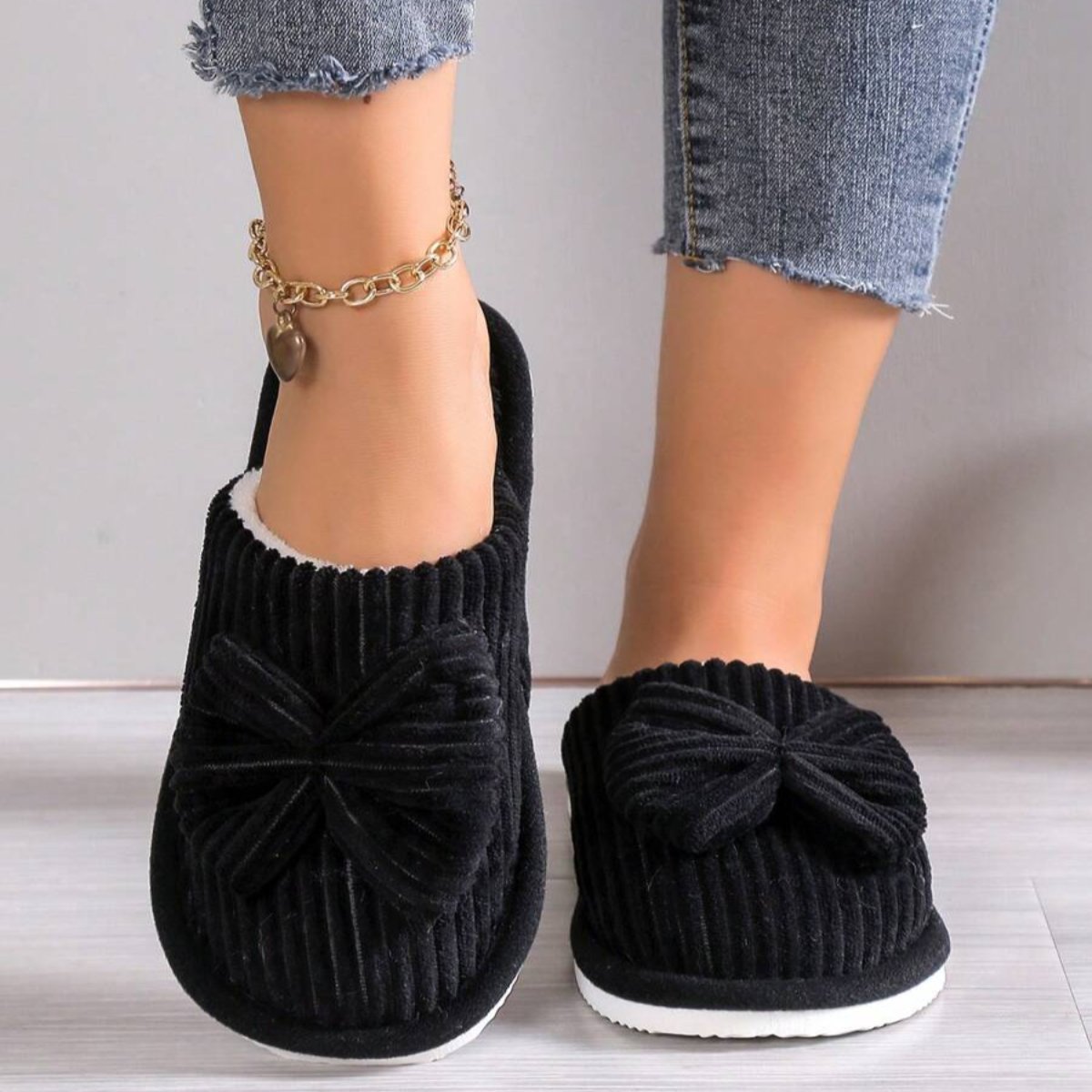 Strik pluche instap sloffen dames – winterse huisschoenen - Bakkermode.nl