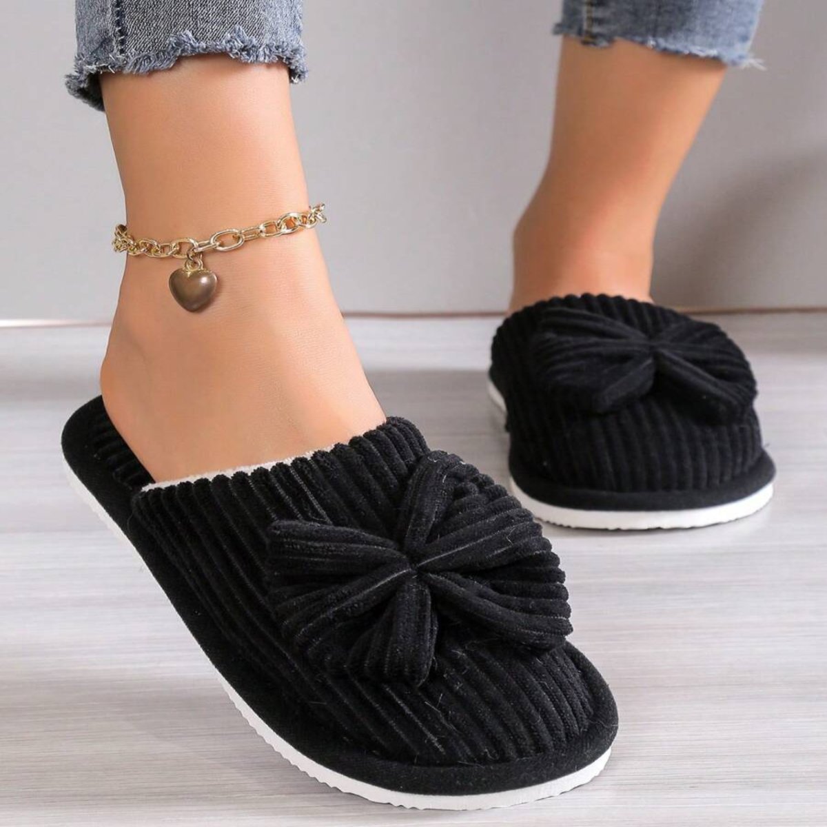 Strik pluche instap sloffen dames – winterse huisschoenen - Bakkermode.nl