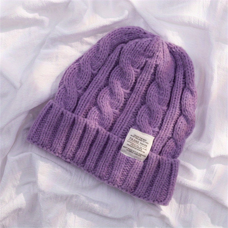 Gebreide beanie - warme kabelgebreide dames wintermuts - Bakkermode.nl