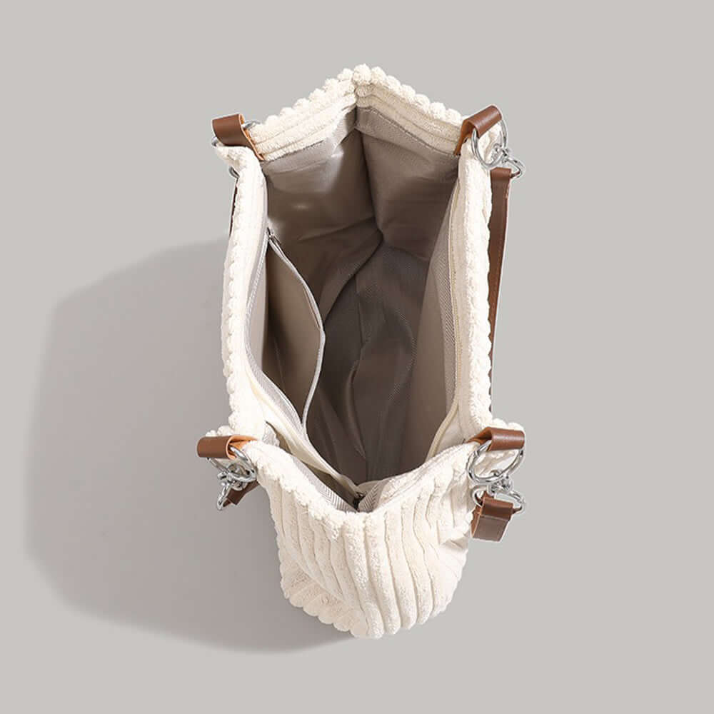 Dames geribbelde tote bag - stijlvolle schoudertas met verstelbare band voor elke dag