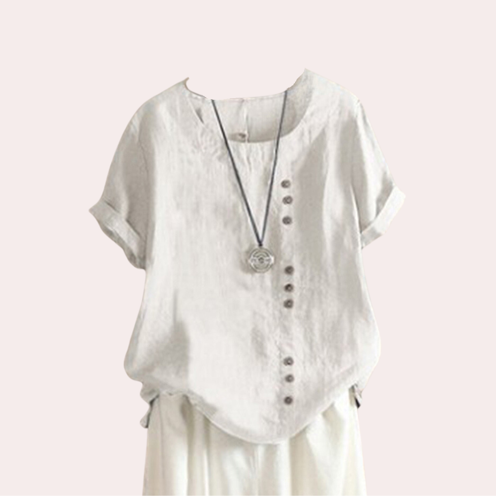 Dames casual blouse - luchtige zomer top met stijlvolle knoopdetails