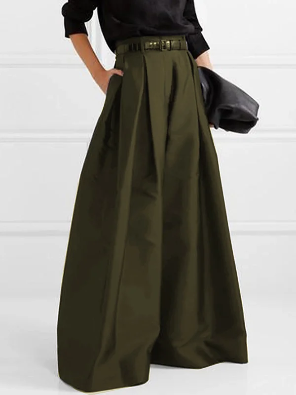 Hoge taille geplooide rok - elegante maxi rok voor dames - Bakkermode.nl