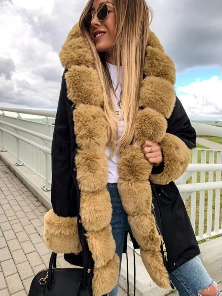 Dames winterjas - chique parka met luxe nepbont