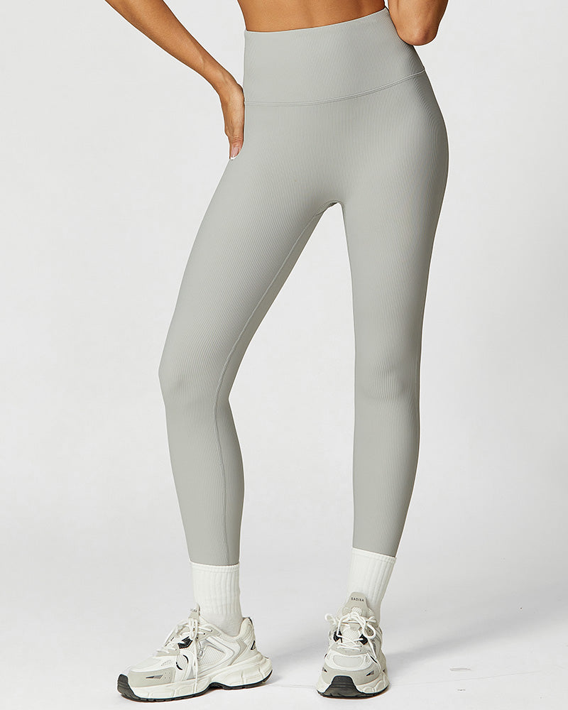 Hoge taille geribbelde sportleggings - damesactivewear voor fitness