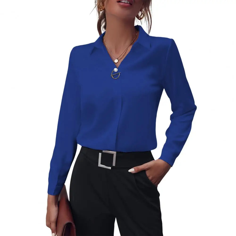 Dames formele blouse - elegante lange mouw kantoor blouse - luchtig topje voor vrouwen