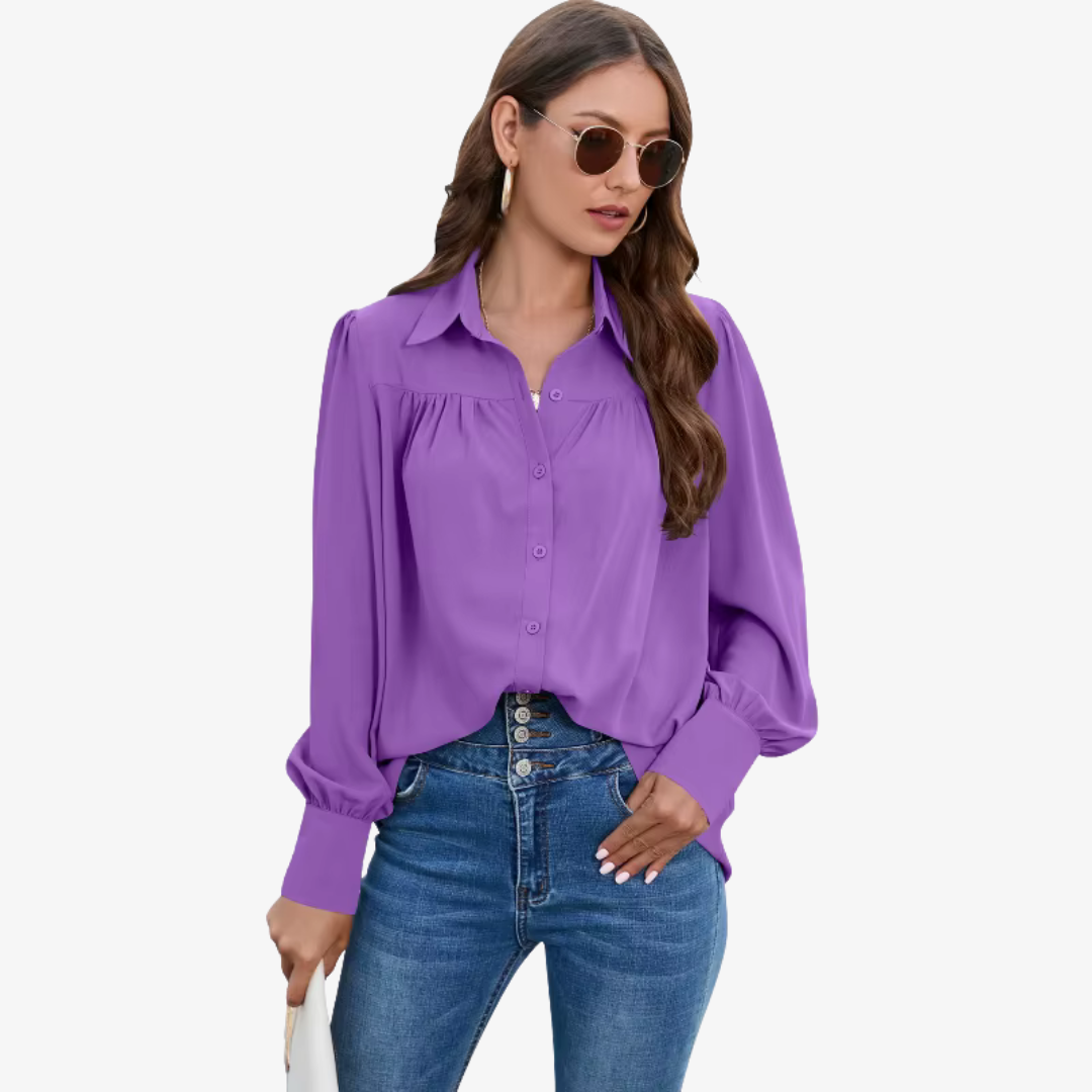 Dames chiffon blouse - tijdloze lange mouwen kantooroutfit - luchtige top voor vrouwen