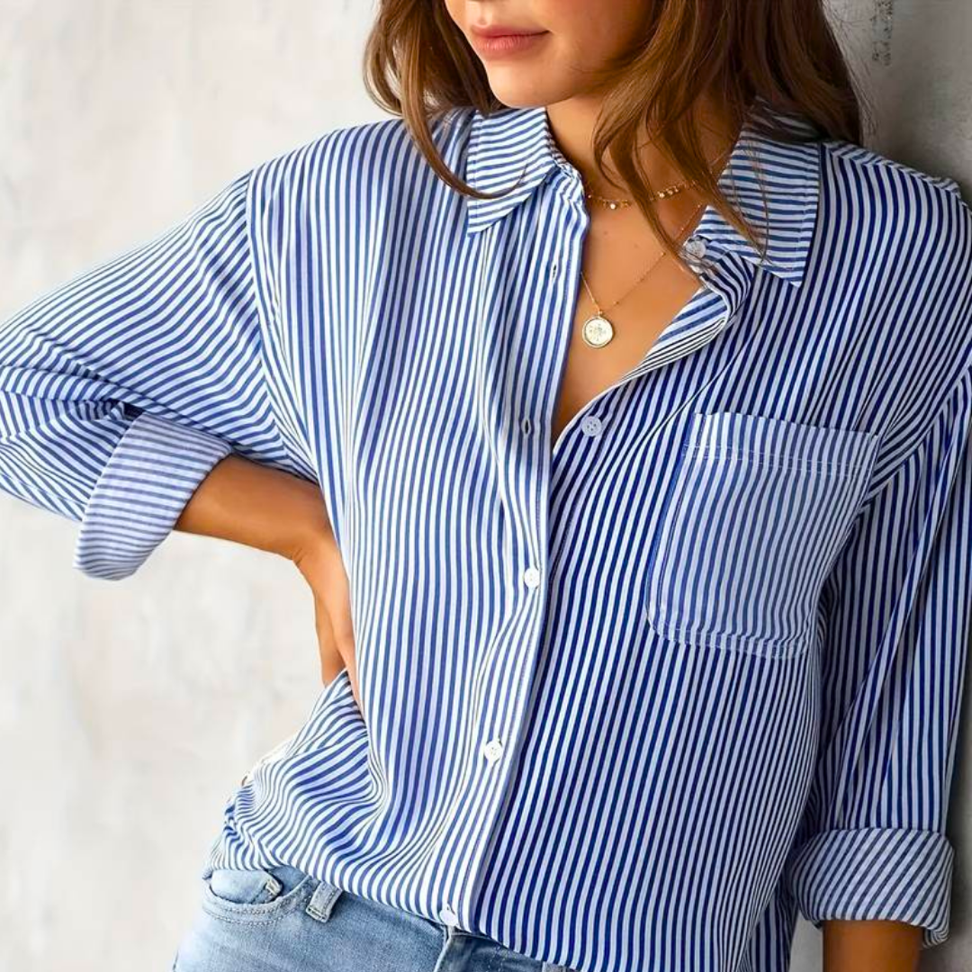 Dames gestreepte blouse met een relaxte pasvorm - veelzijdige casual shirt voor dagelijks gebruik