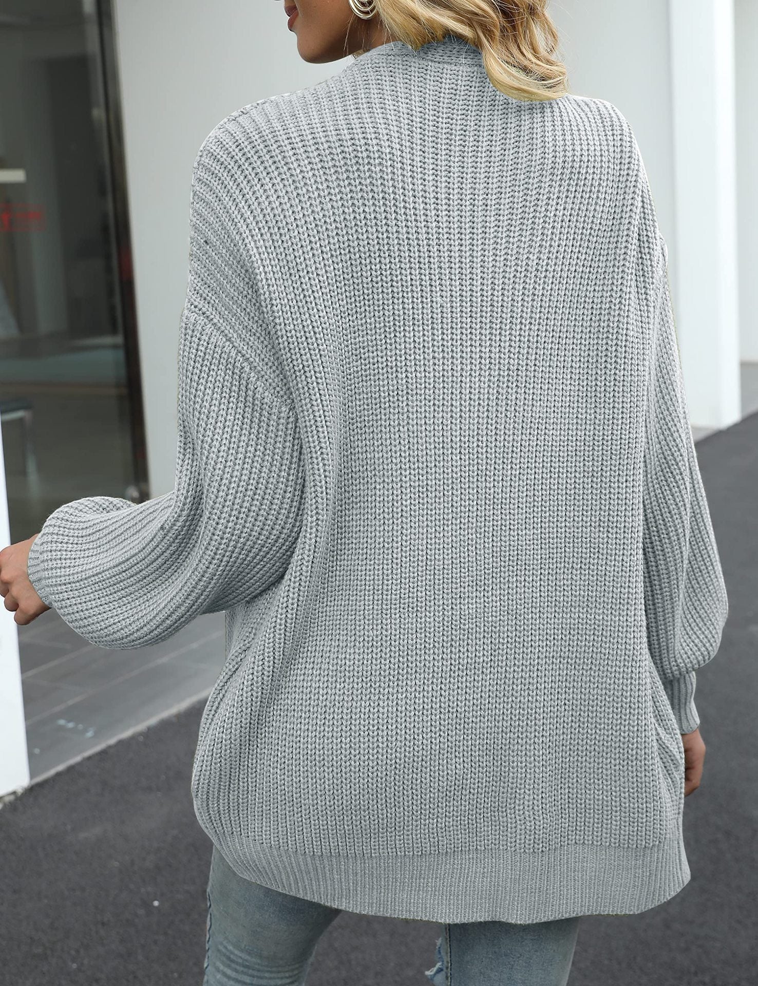 Dames gebreid vest met zakken - lange mouwen en casual los model - Bakkermode.nl