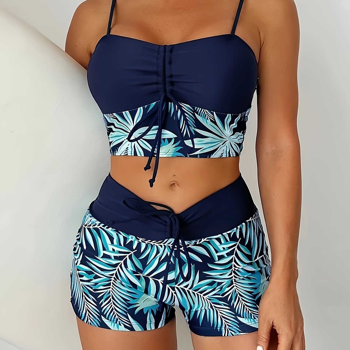 2-delige dames bikini set - trendy crop top en boyshorts