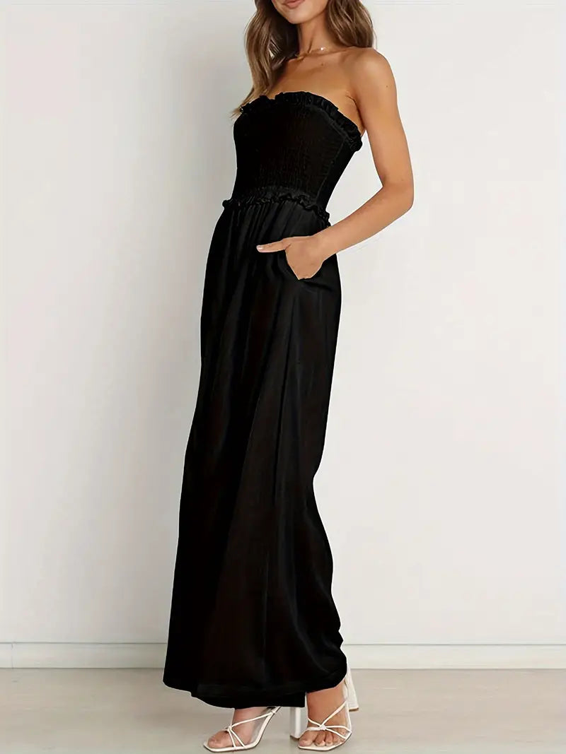 Strapless jumpsuit - chique zwarte dames playsuit