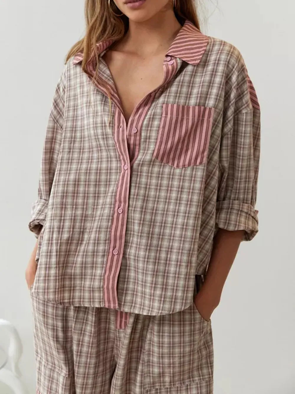 2-delige casual pyjama set - relaxte dames slaapmode - Bakkermode.nl
