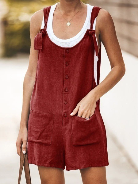 Dames casual jumpsuit - gezellige zomeroutfit - trendy mouwloze overall met zakken voor dames