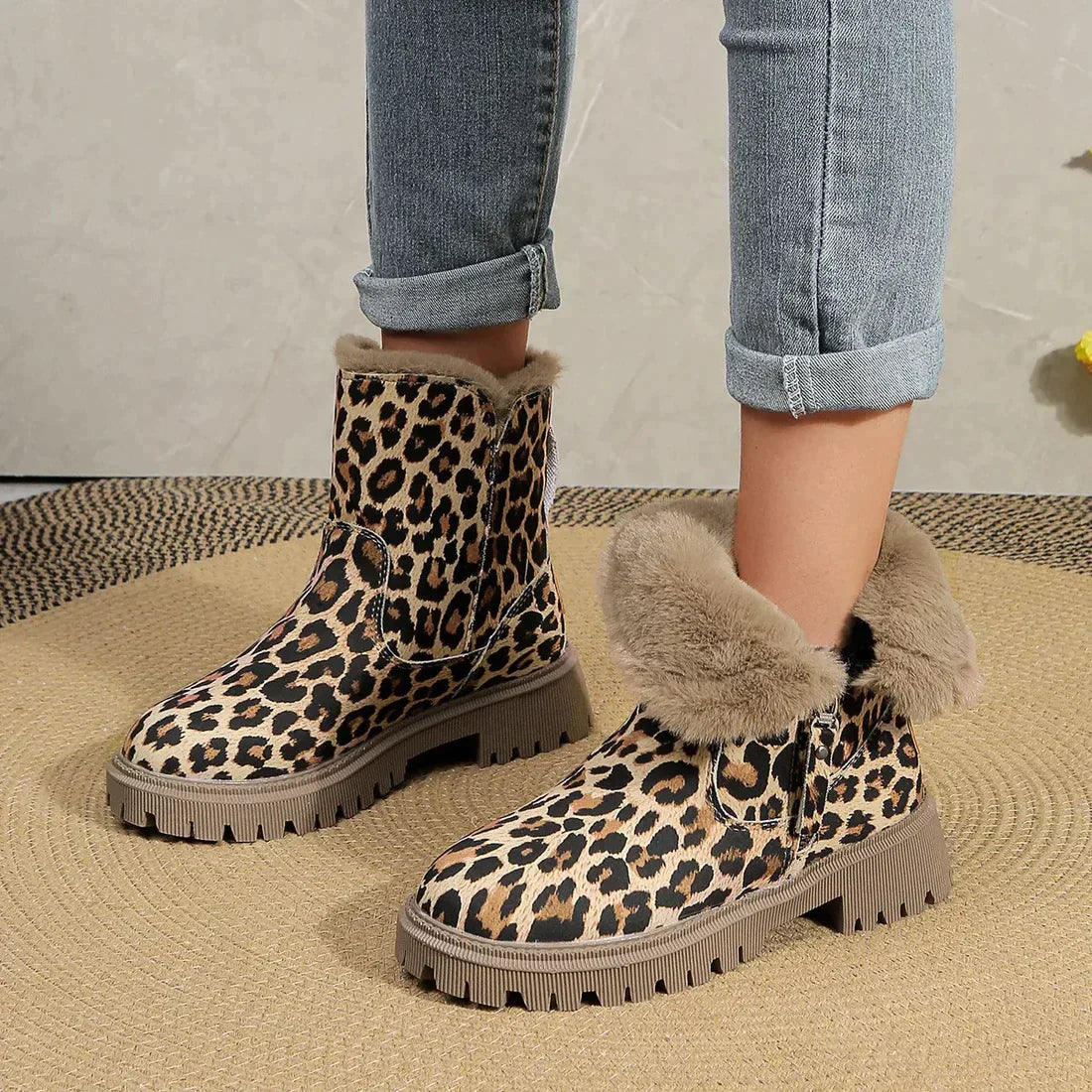 Leopardprint laarzen - stijlvolle bruin dames enkelboots