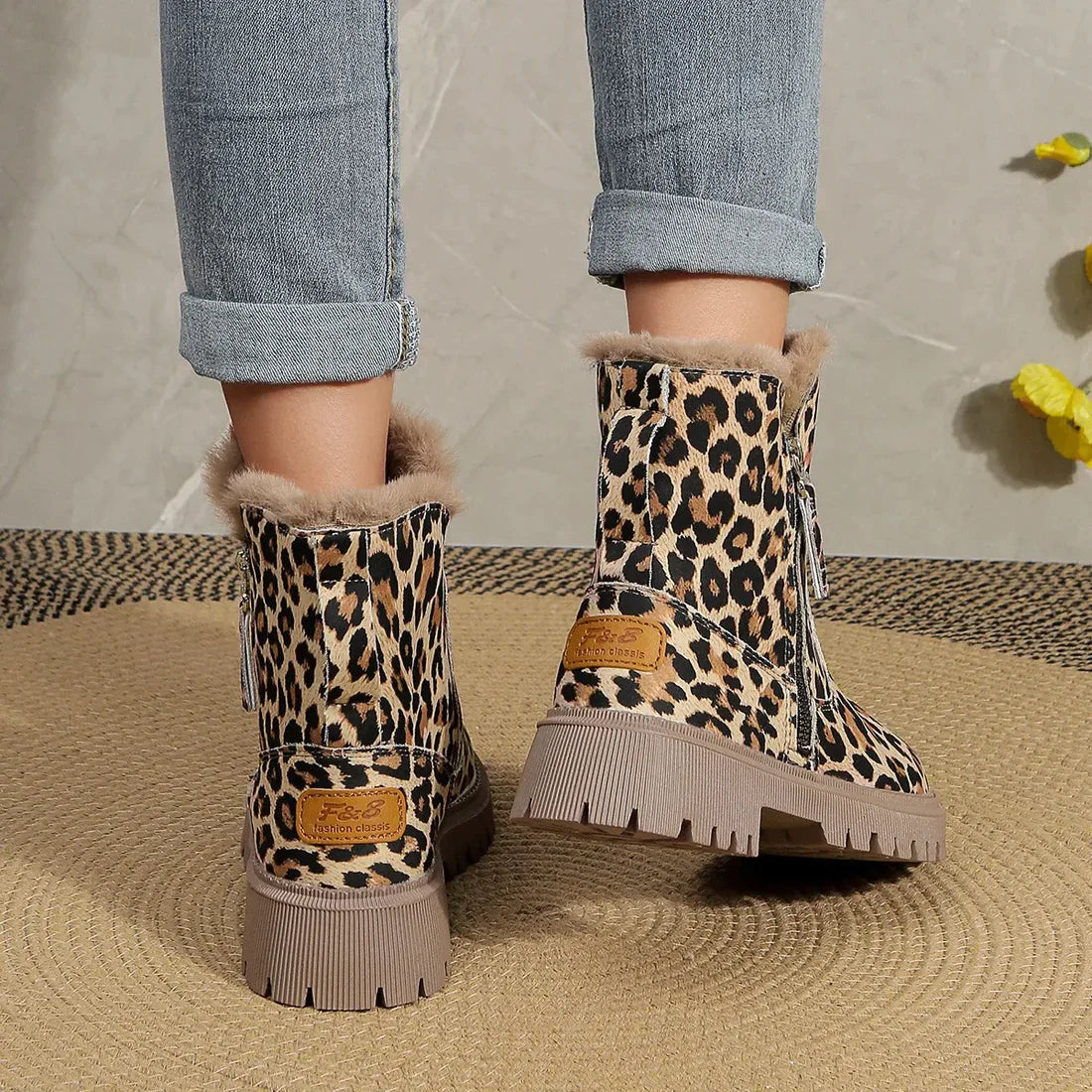Leopardprint laarzen - stijlvolle bruin dames enkelboots