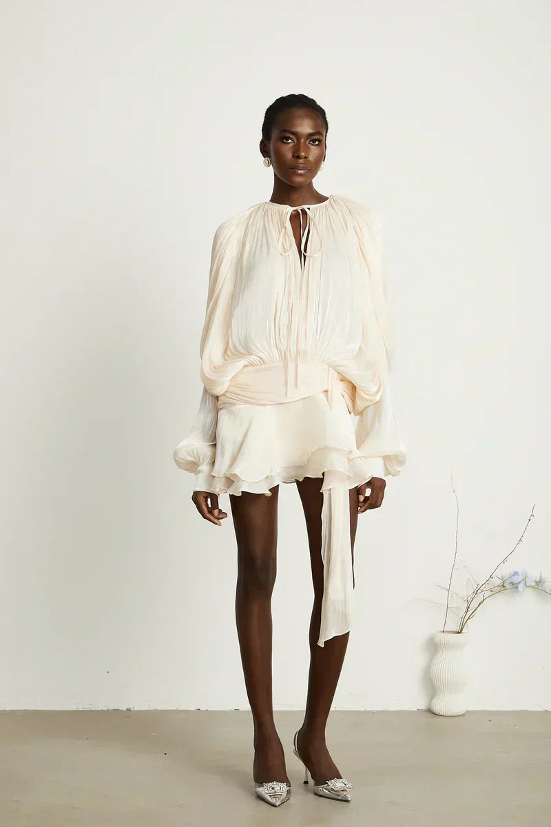 Dames feestjurk met ballonmouwen - flowy silhouet voor speciale gelegenheden