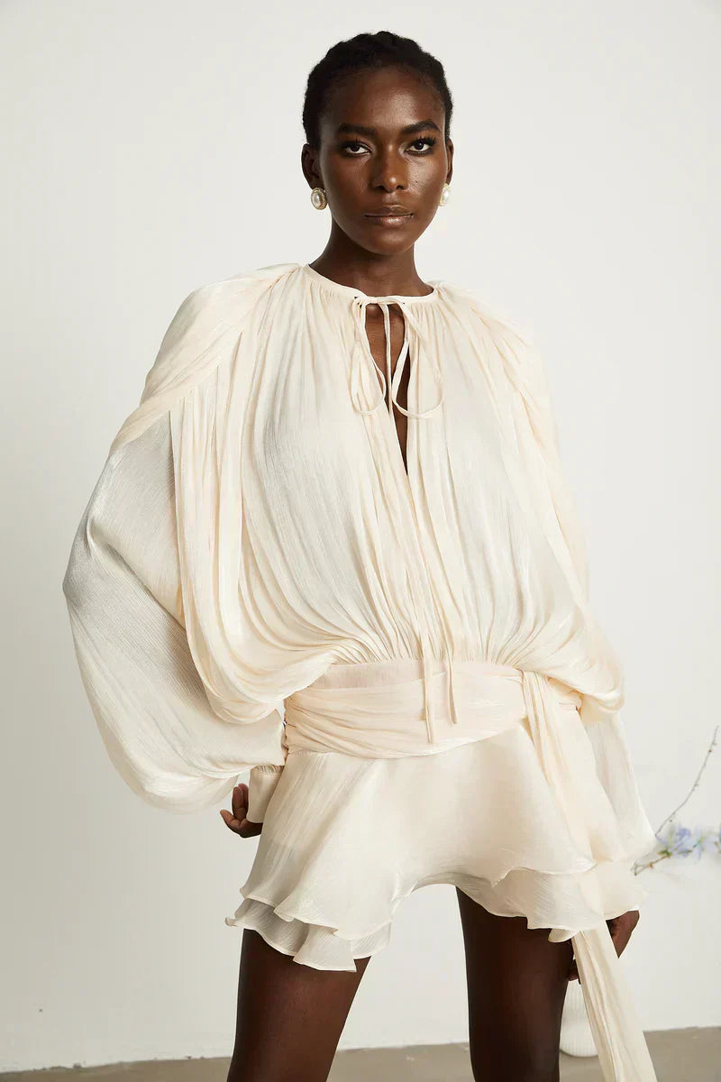 Dames feestjurk met ballonmouwen - flowy silhouet voor speciale gelegenheden