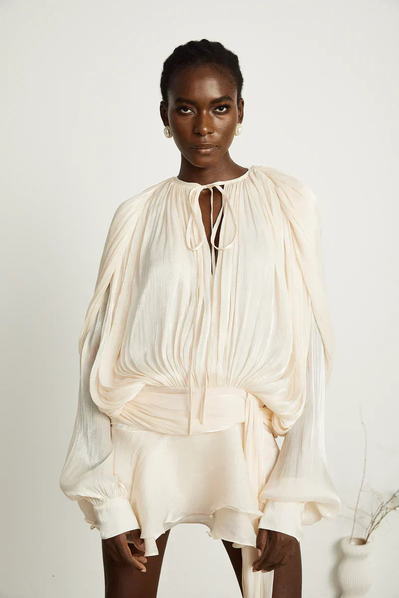 Dames feestjurk met ballonmouwen - flowy silhouet voor speciale gelegenheden