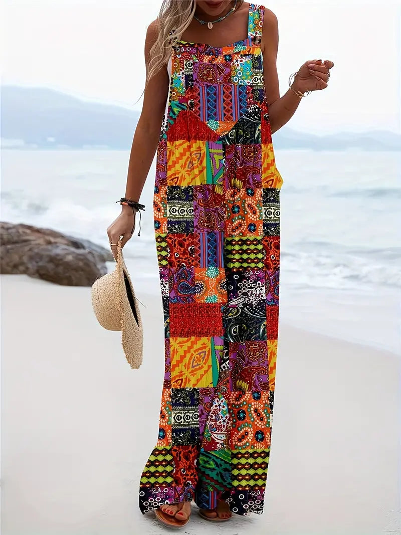 Dames casual jumpsuit zomerse maxi jurk - lichtgewicht en veelzijdig voor stranddagen