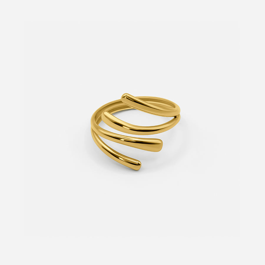 Vrouwen gouden ring met unieke drievoudige spiraalontwerp - moderne accentstuk voor dames