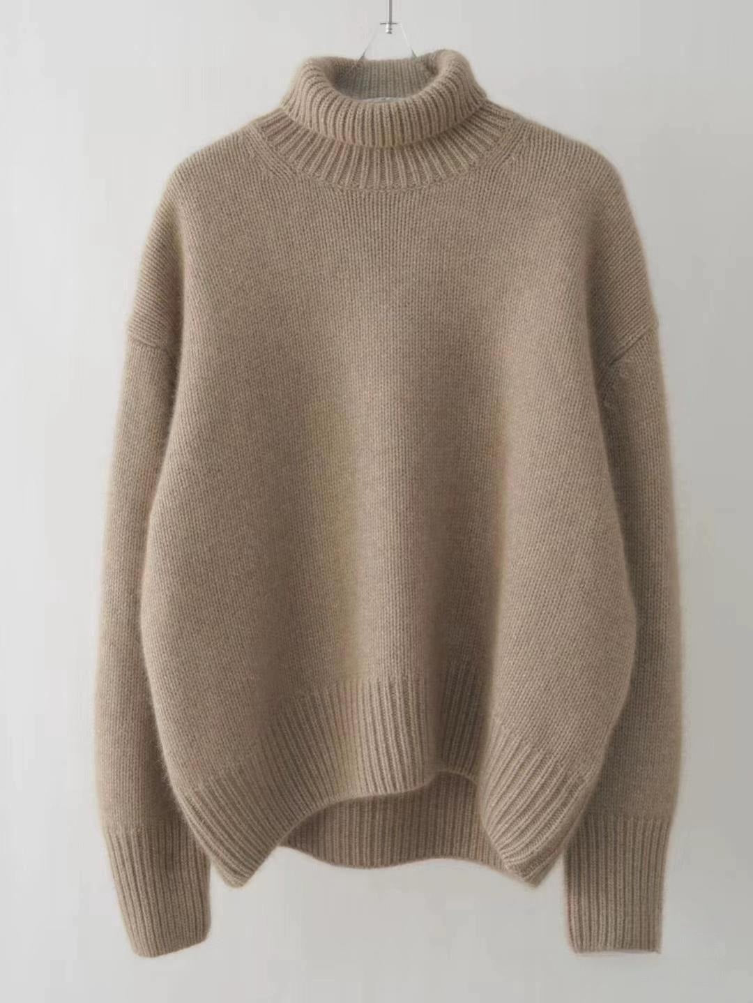 Warme dames coltrui in effen kleuren - oversized sweater van polyester - Bakkermode.nl