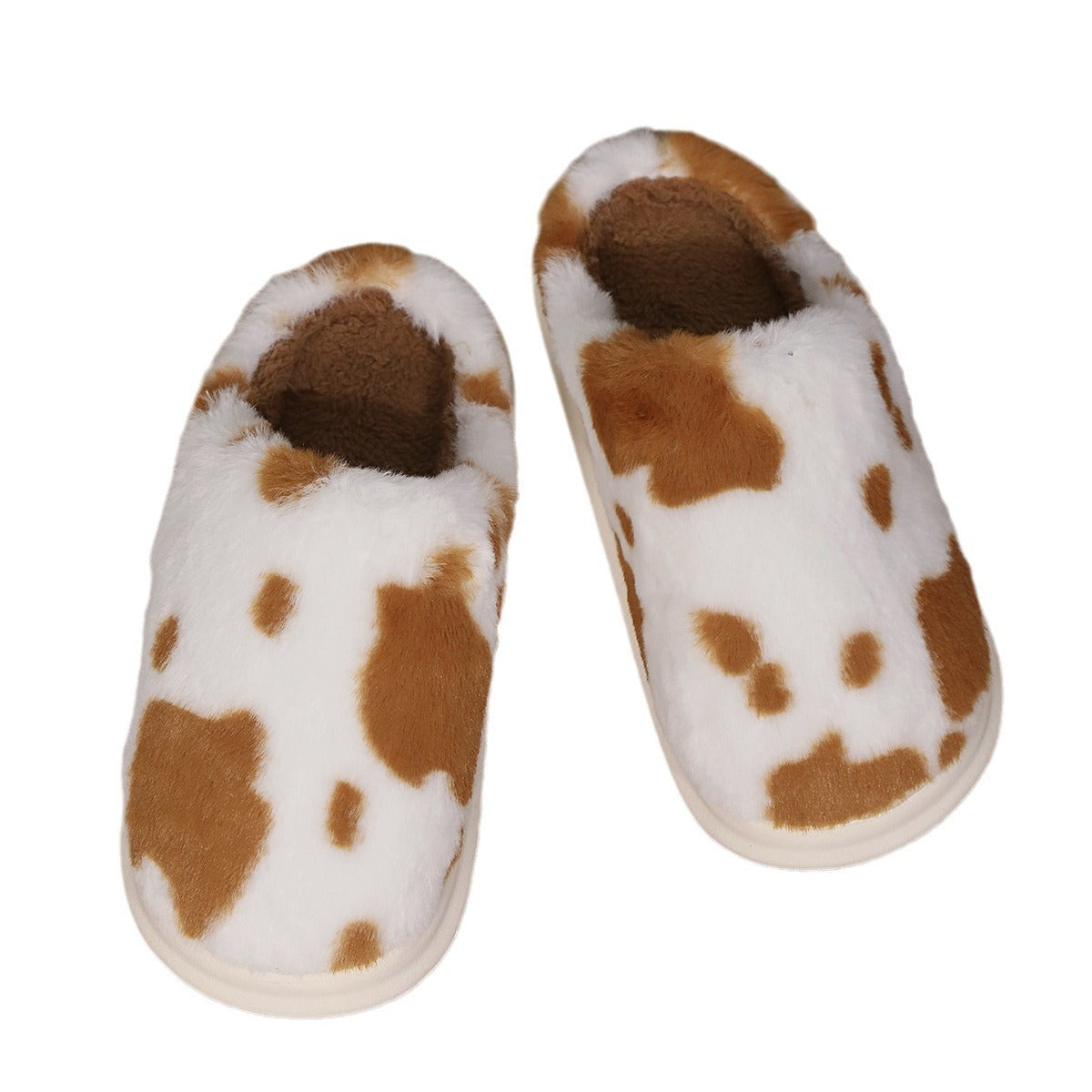 Warme pantoffels - dames huis slippers met koeienprint en pluche voering - Bakkermode.nl