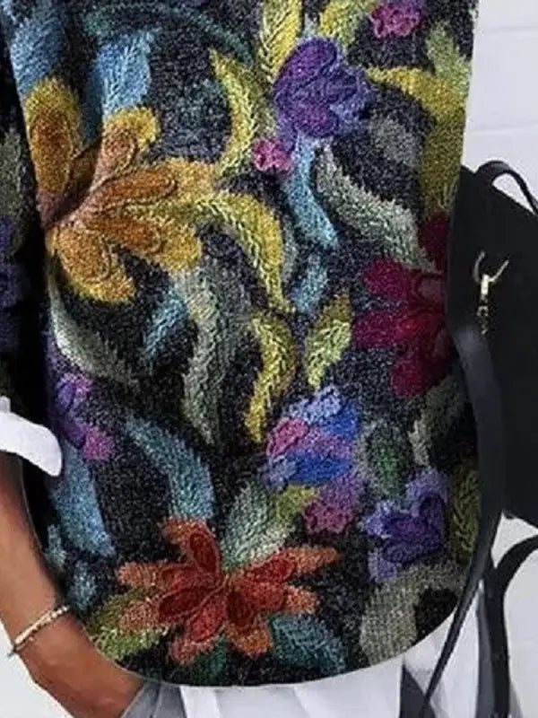 Bloemen gebreide trui - textuur vrouwen sweater