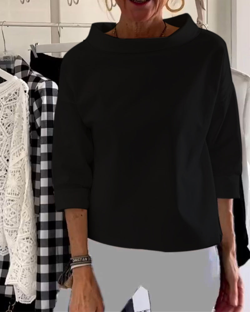 Dames casual blouse met driekwartmouwen – elegante everyday look in ademend materiaal voor op kantoor of in het weekend