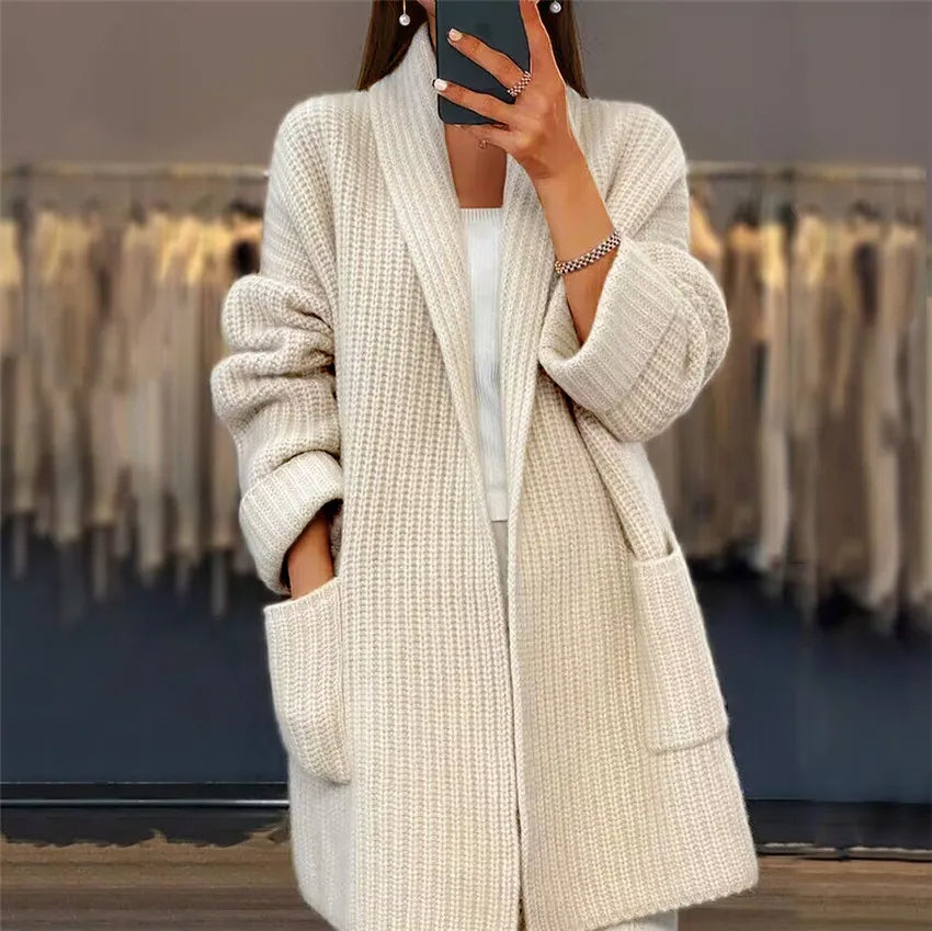 Dames cardigan zachte beige brei - ontspannen layer voor casual en slimme stijlen