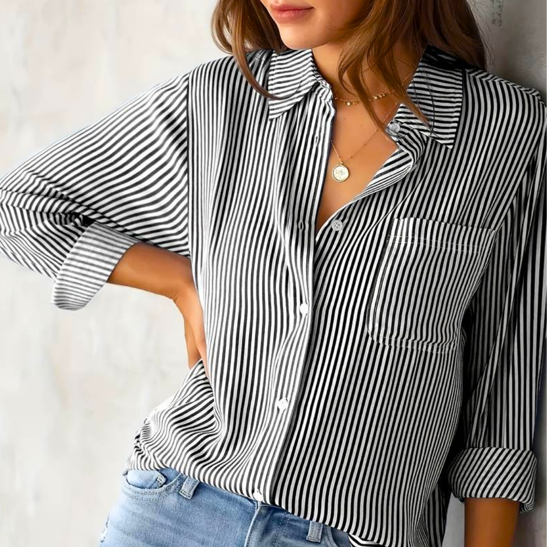 Dames gestreepte blouse met een relaxte pasvorm - veelzijdige casual shirt voor dagelijks gebruik