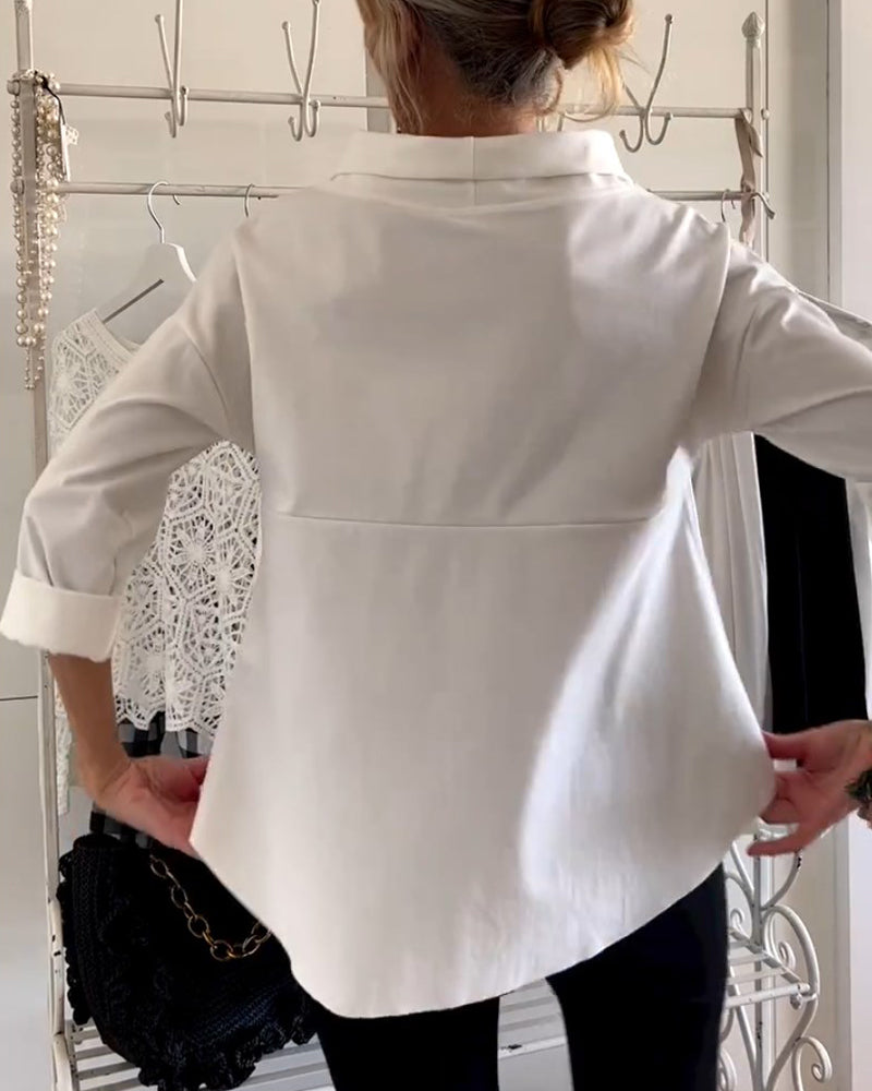Dames casual blouse met driekwartmouwen – elegante everyday look in ademend materiaal voor op kantoor of in het weekend