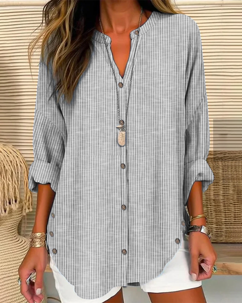 Dames casual longsleeve shirt met knoopdetail - voor moeiteloze stijl