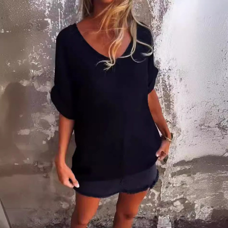 Vrouwen v-hals blouse - luchtige casual top voor de zomer