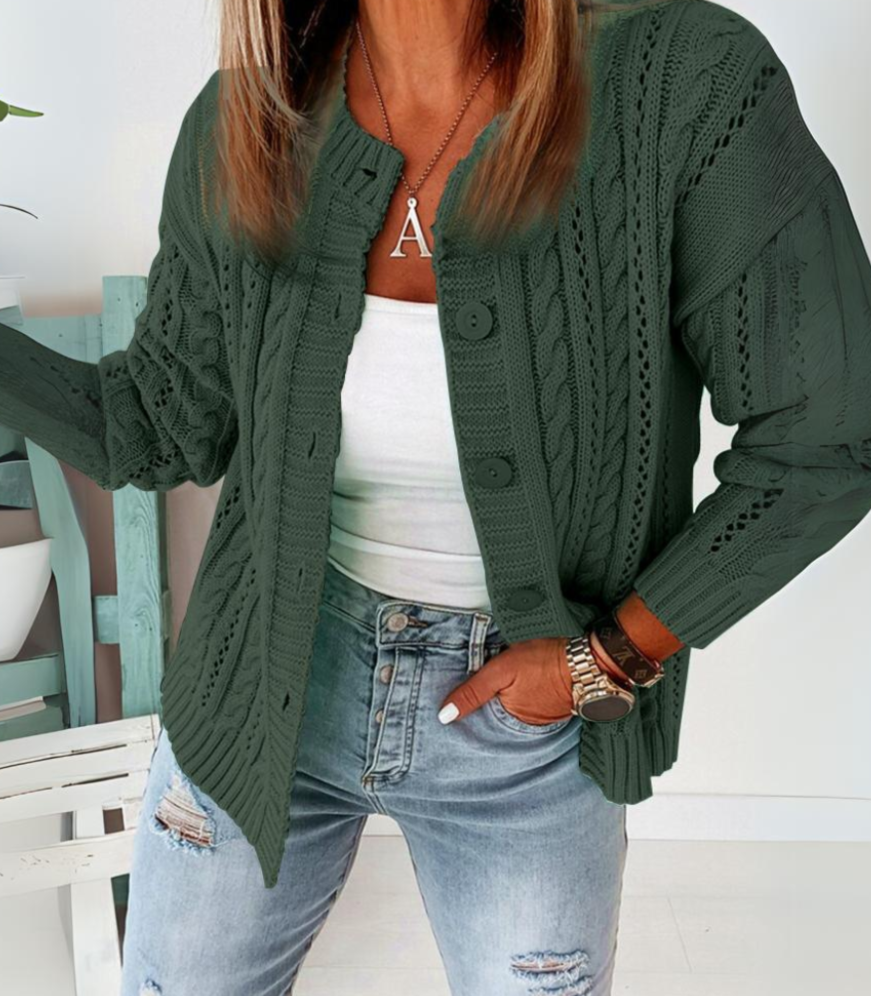 Gebreide cardigan - elegante damesknop-up trui