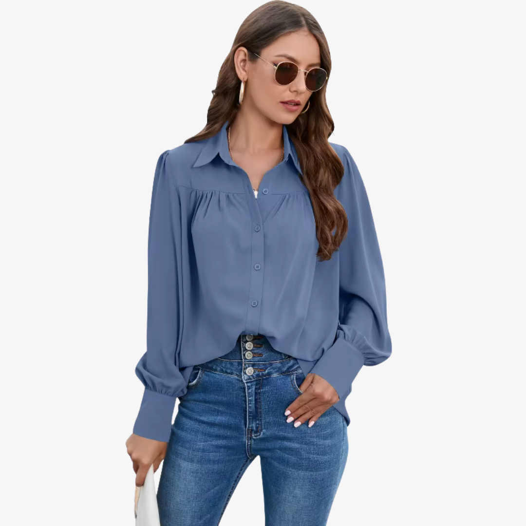 Dames chiffon blouse - tijdloze lange mouwen kantooroutfit - luchtige top voor vrouwen