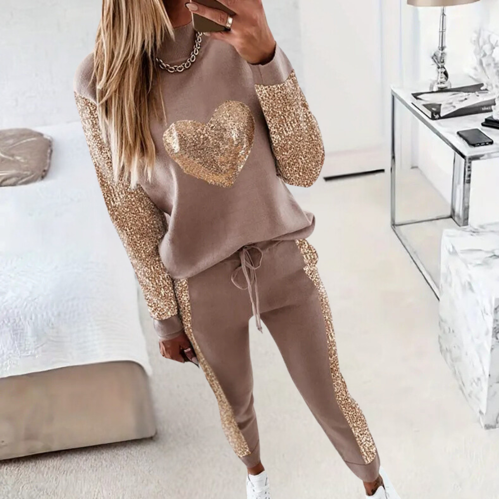 2-delige khaki loungewear set - modieuze dames set