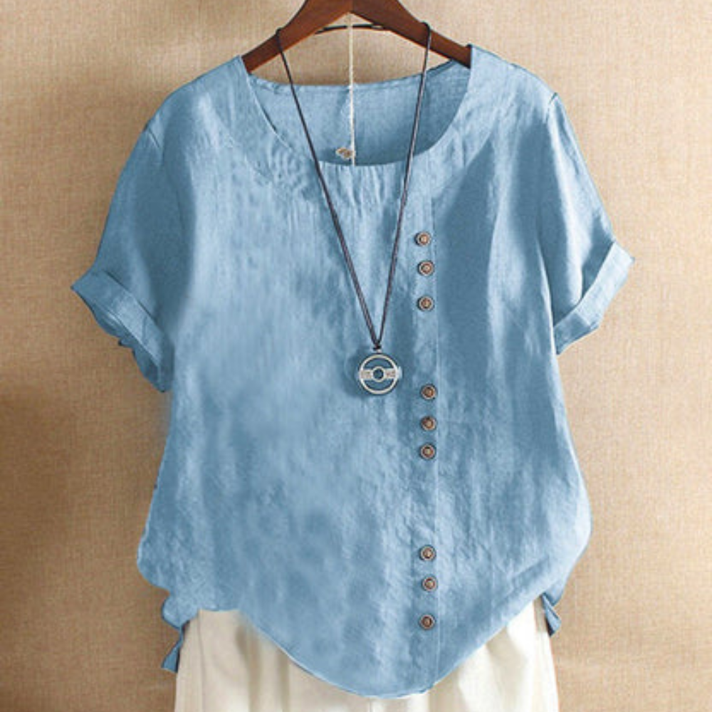 Dames casual blouse - luchtige zomer top met stijlvolle knoopdetails
