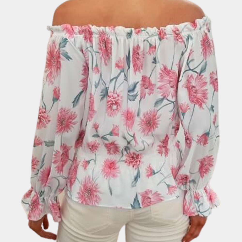 Damesbloes met bloemenprint - elegante off-shoulder top voor een zomerse casual look